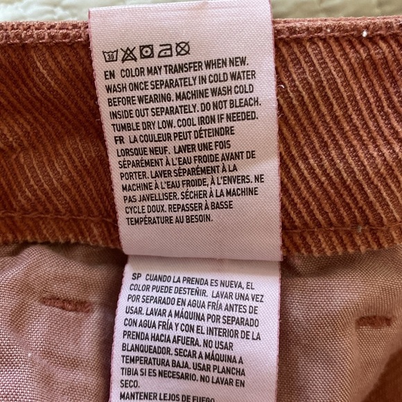 American Eagle Mom Straight Leg Pants Corduroy Super High Rise Mauve Size 12 - Picture 9 of 12